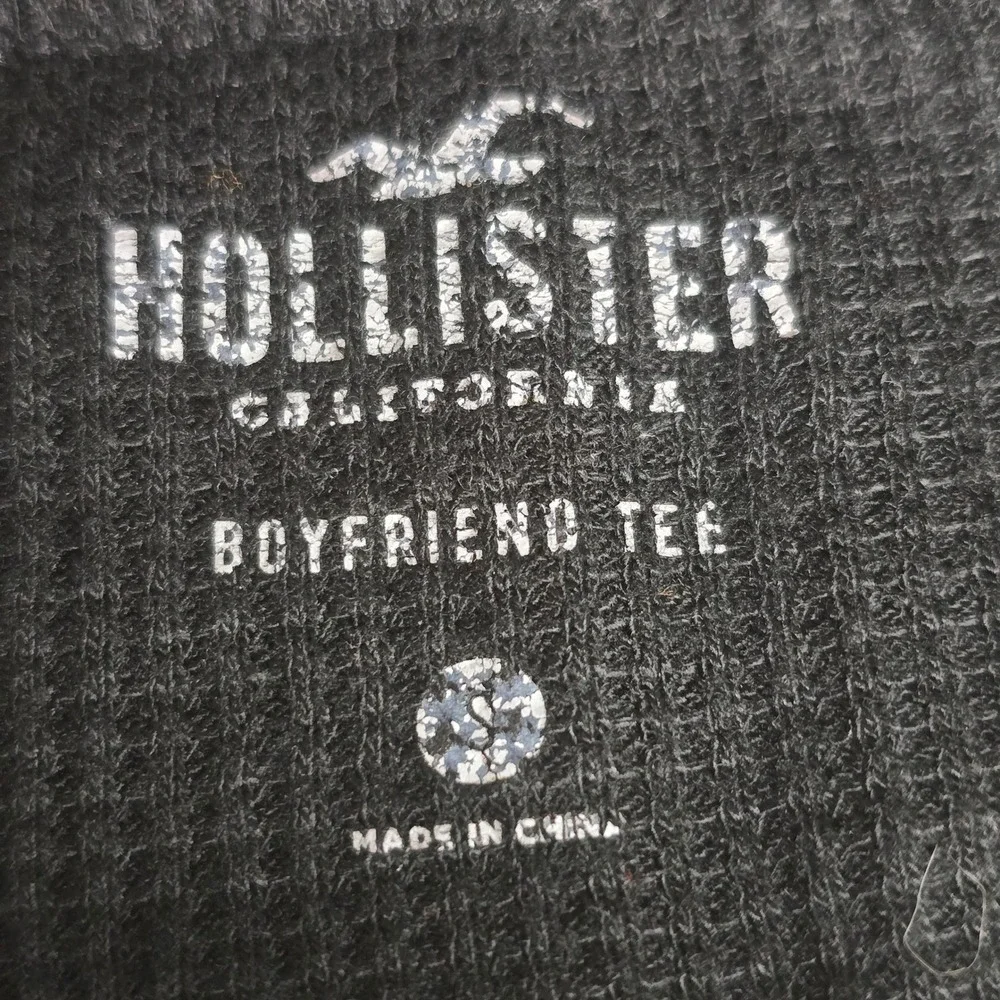 Hollister Womens Black‎ Waffle Knit Boyfriend Tee Long Sleeve Color Block Small
